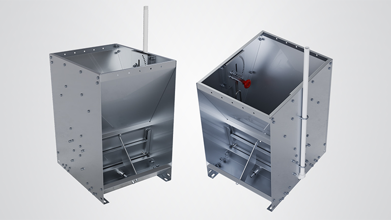 Comedouro Creche AP PRO em aço inox para suínos – modelo 2 bocas duplo